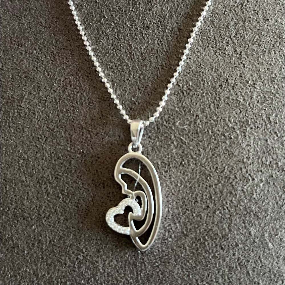 APART Sterling Silver Necklace w/diamond chips